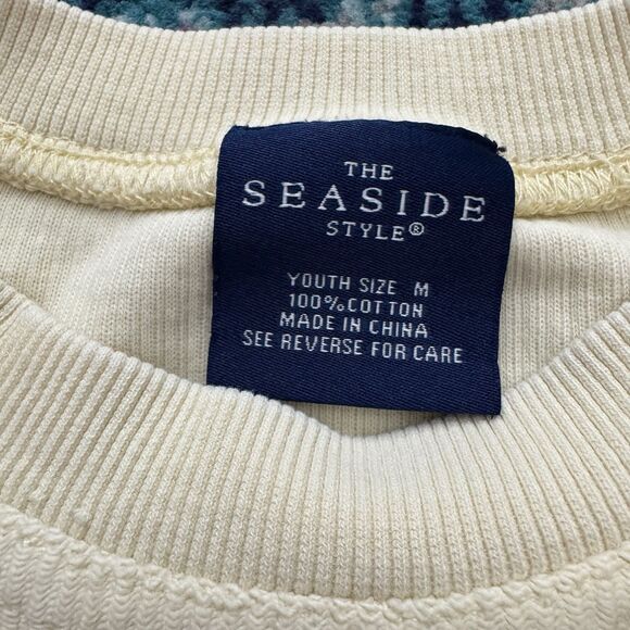 SEASIDE Sweatshirt Youth Medium Light Yellow Ribbed Texture Beach Florida - Picture 3 of 7